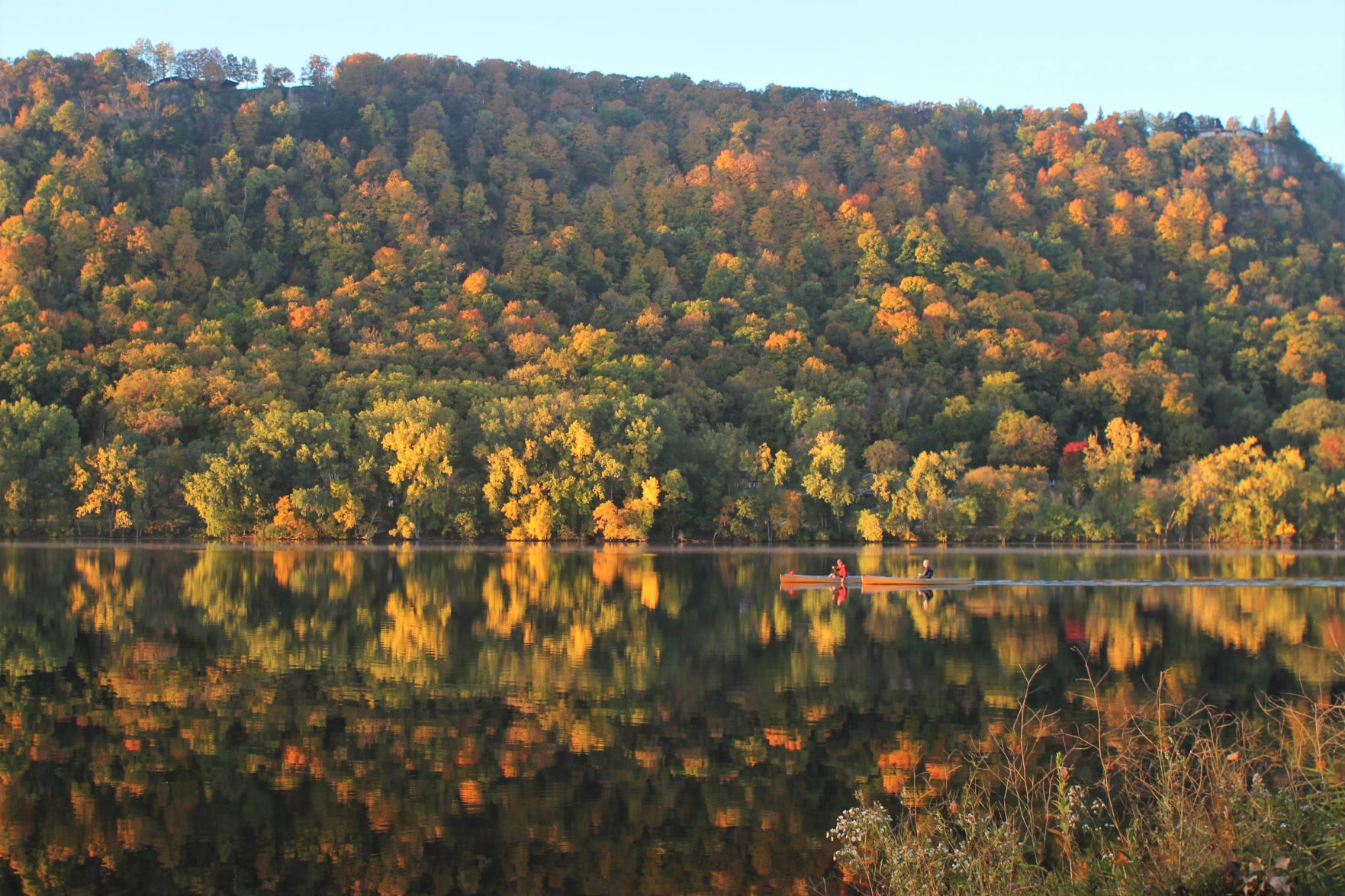 Canoes on a peaceful Lake Winona